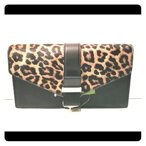 NEW Kate Spade Leather & Leopard Clutch
